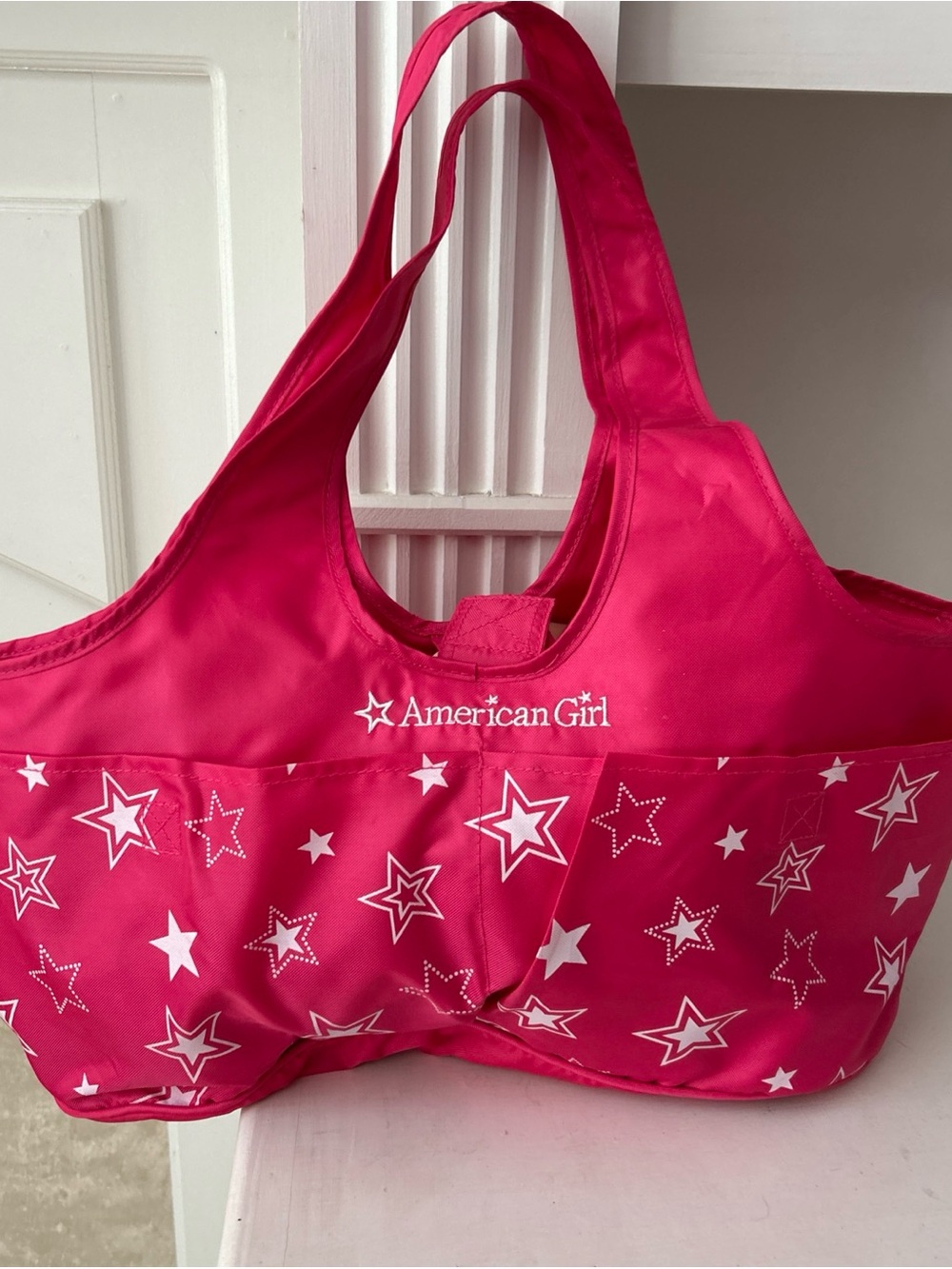 American Girl Retired Hot Pink Doll Tote with Light Lining and Pockets